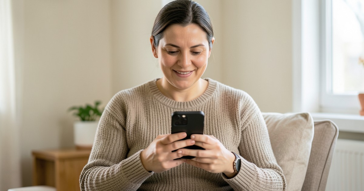 スマートフォンで動画を視聴している人物の様子。